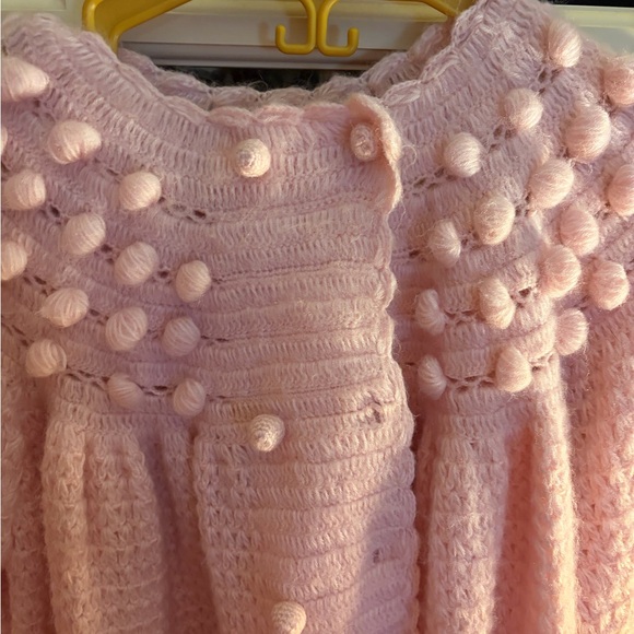 Vintage 70s chunky knit Pom Pom sweater cardigan - Picture 4 of 5